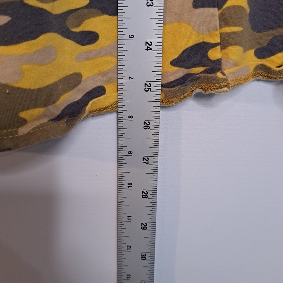 Silouette Yellow Black Camo Print Blouse Flowing Loose Fit 2X Camouflage - Picture 6 of 6